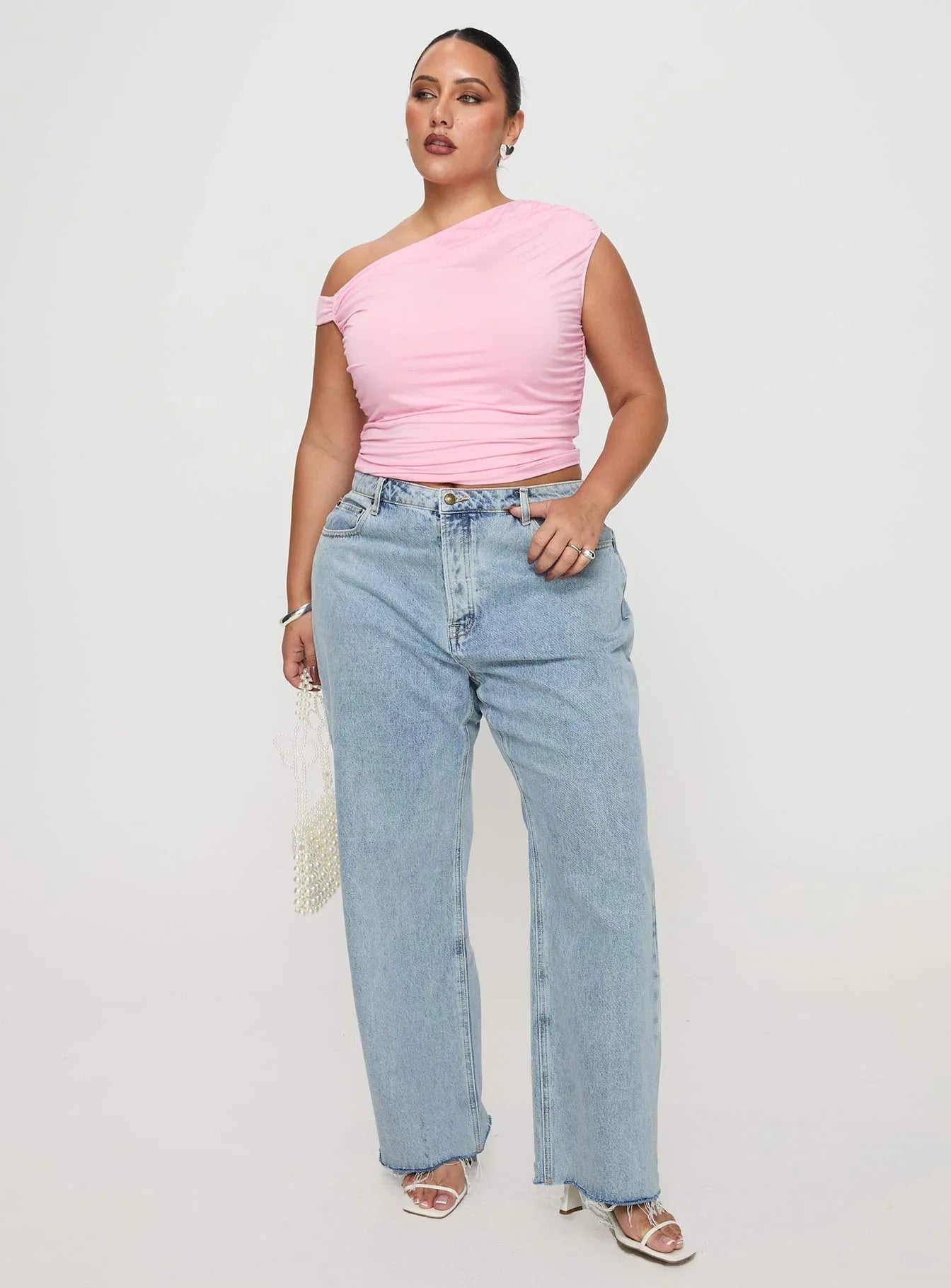 Fawcett High Rise Straight Leg Jeans Light Blue Wash Curve