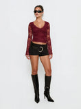 Pitter Long Sleeve Top Burgundy