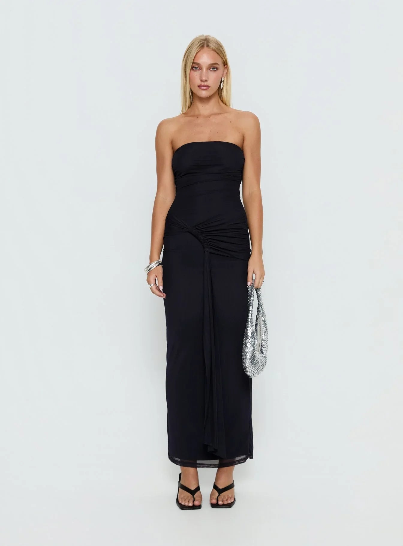 Senora Strapless Drape Maxi Dress Navy