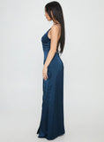 Kiss Of Life Satin Maxi Dress Navy