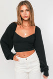 Sasha Black Long Sleeve Crop Top