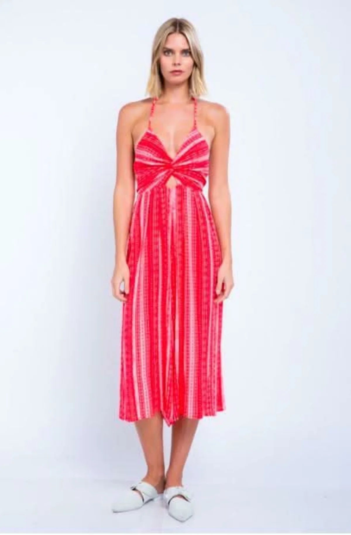 Mia Red Boho Print Cutout Culotte Jumpsuit