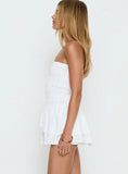 Ayanni Shirred Strapless Mini Playsuit White