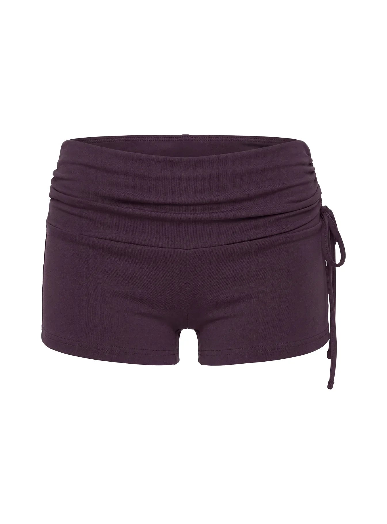 Daily Define Ruched Tie Side Micro Shorts Aubergine