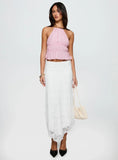 Freebirds Lace Midi Skirt White