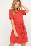 Unlimited Possibilities Tandon Spice Red Shirt Dress