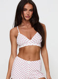 Slumber Pointelle Sleep Bralette White Red