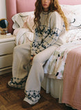 Alpine Knit Pants Cream Blue
