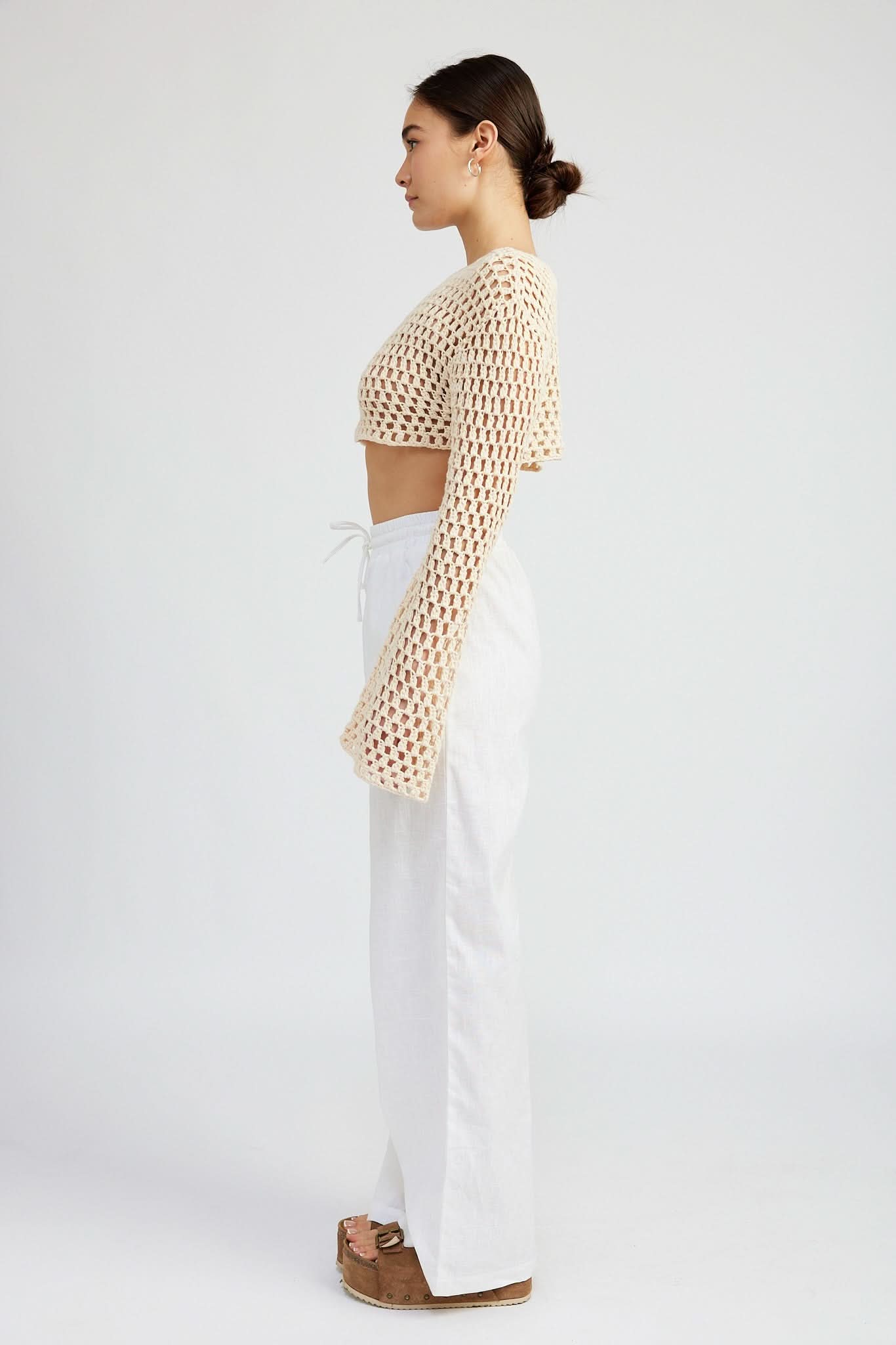 Gracie Ivory Crochet Cropped Sweater