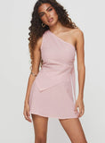 Dirst One Shoulder Set Pink Gingham