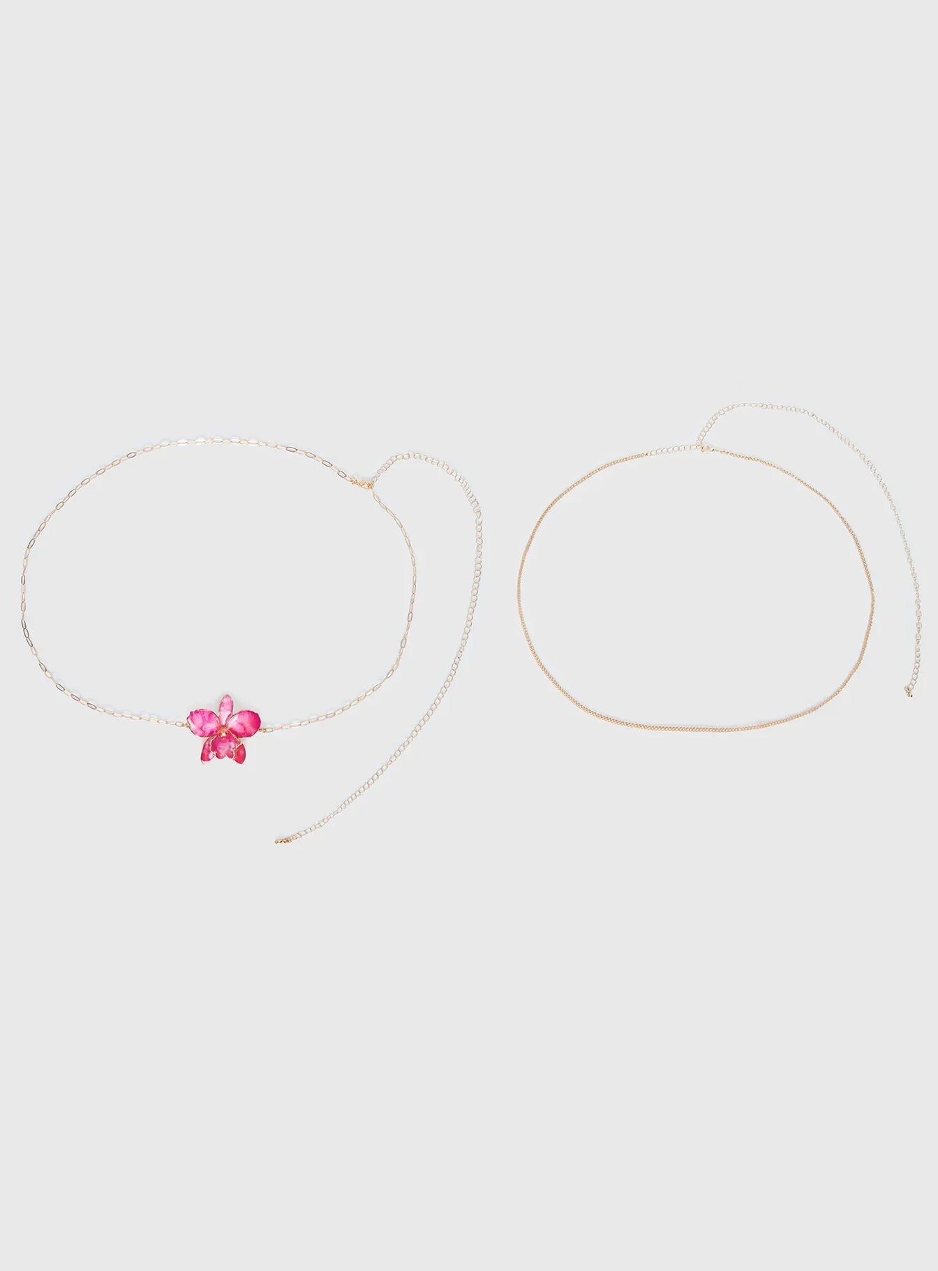 Open Arms Flower Belt Gold Pink