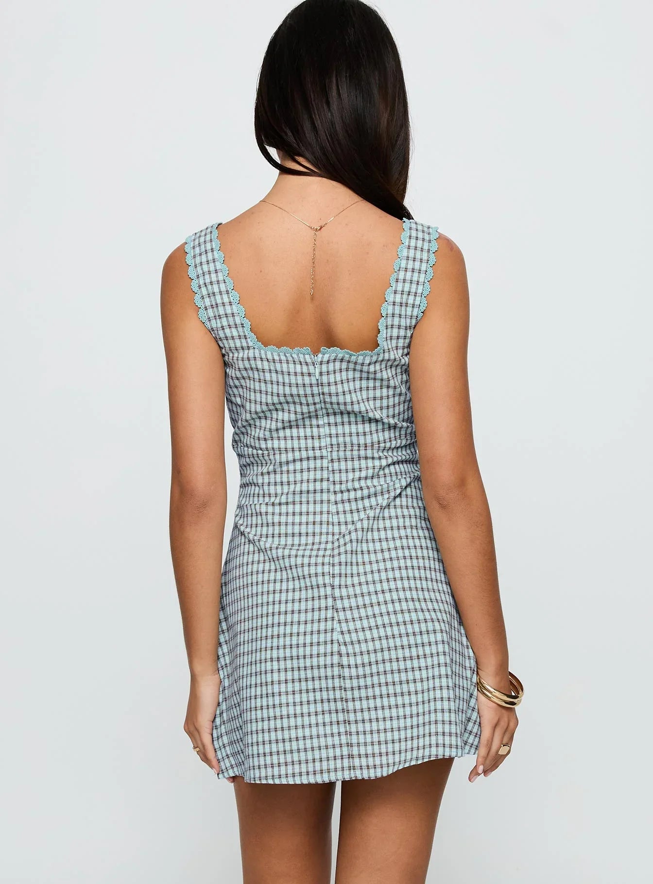Dasha Mini Dress Blue Brown Check