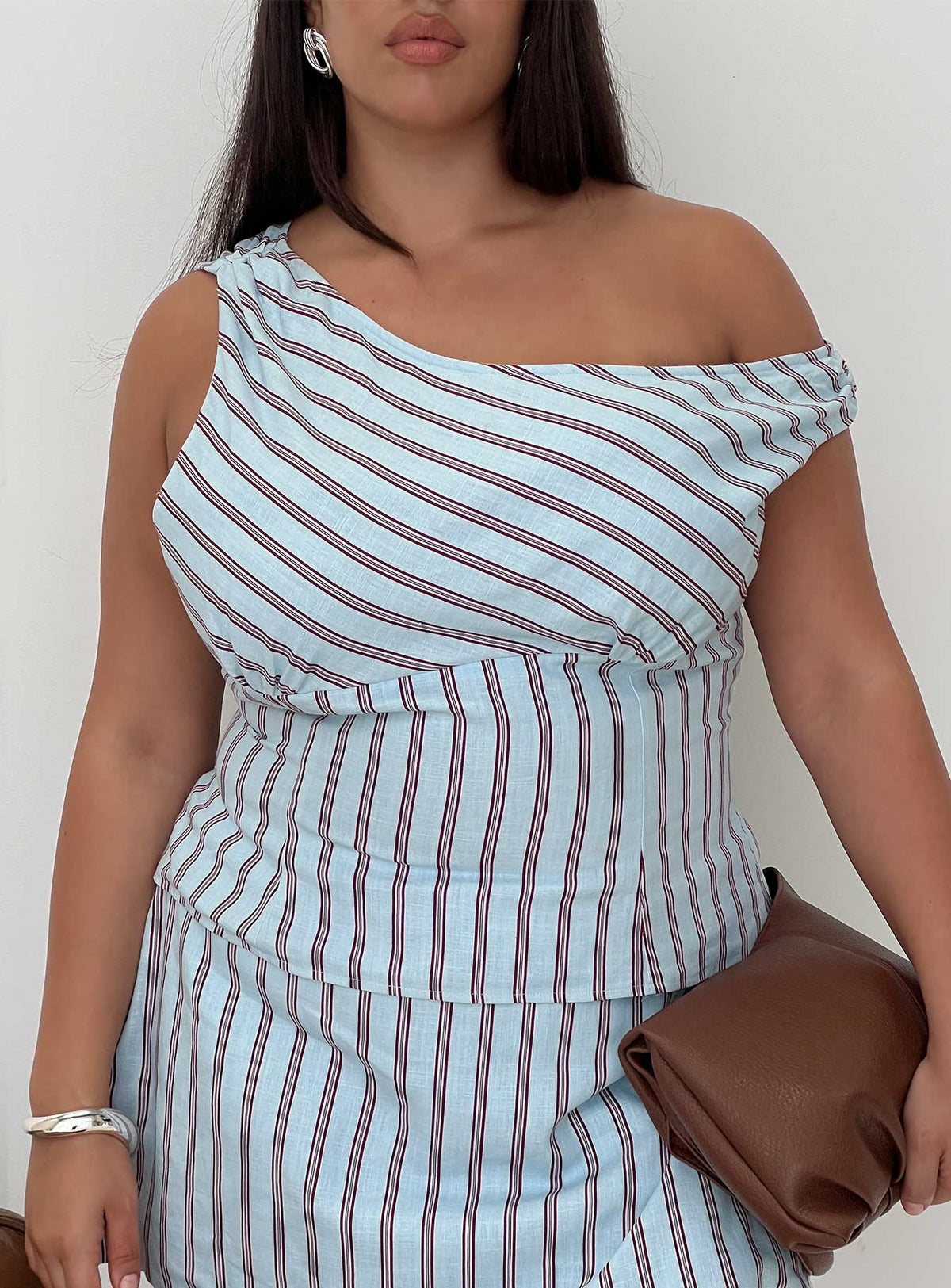 Del Rio Off The Shoulder Top Blue Maroon Curve