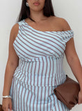 Del Rio Off The Shoulder Top Blue Maroon Curve