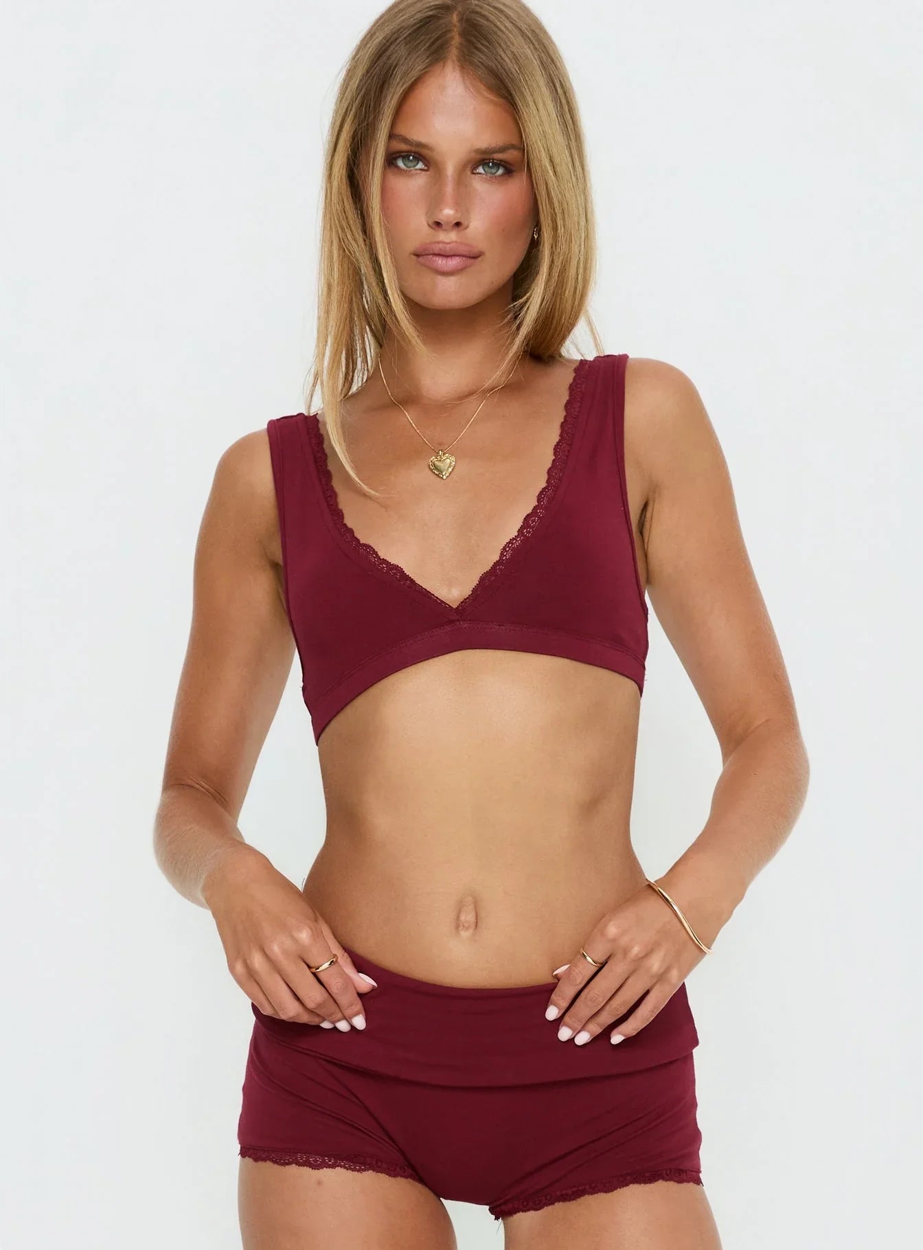 Flissie Plunge Lace Bralette Burgundy