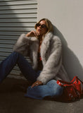 Clova Faux Fur Coat Grey