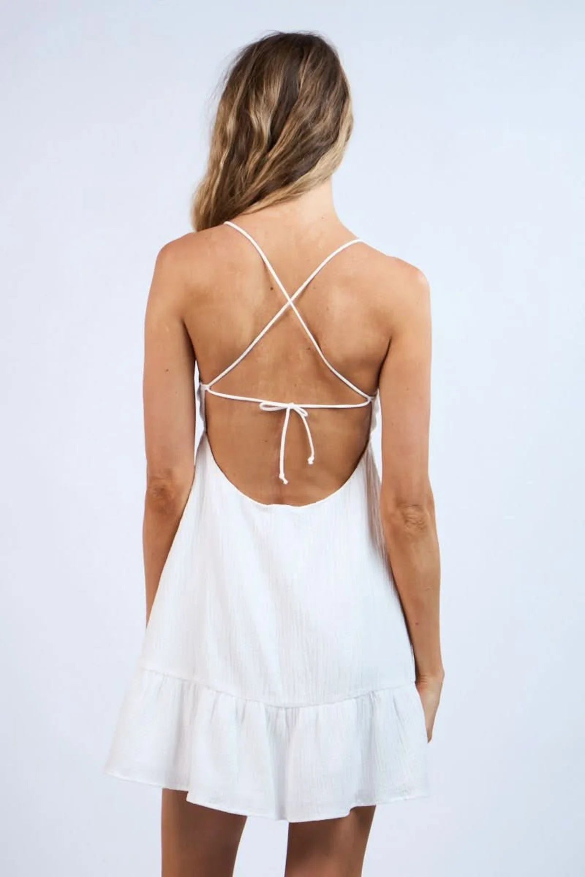 Demetra White Babydoll Cami Mini Dress
