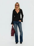 Serita Twist Detail Long Sleeve Shirt Black