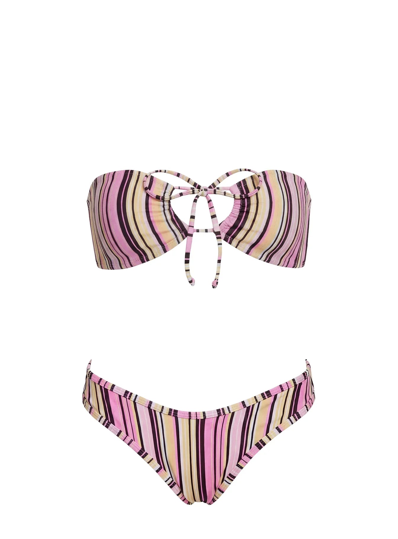 Amiri Contrast High Side Bikini Bottoms Pink Yellow Stripe