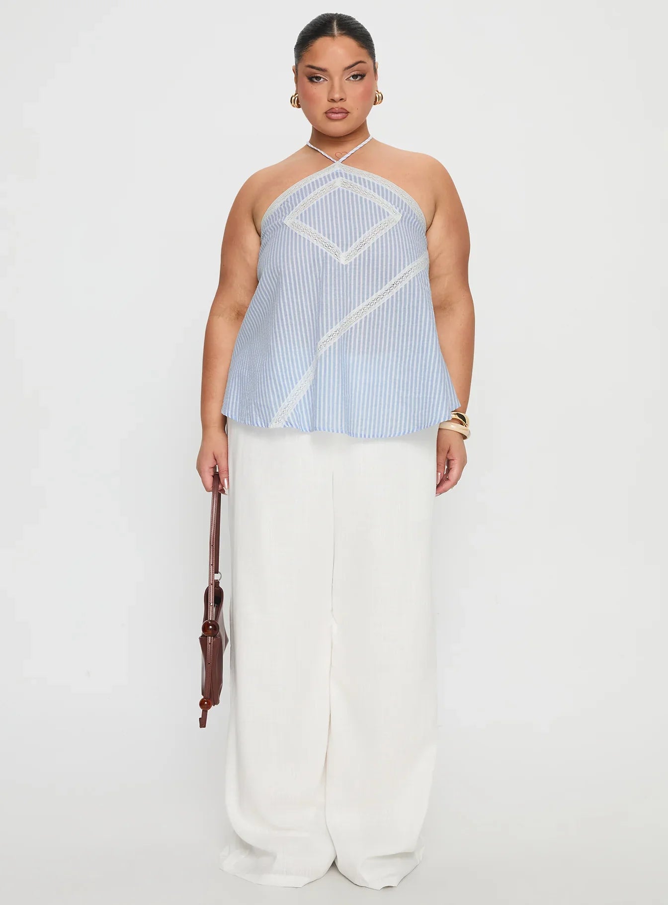 Jezabele Halter Top Blue Stripe Curve