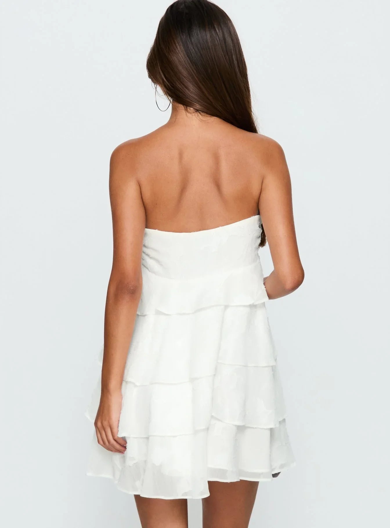 Kalari Strapless Layered Mini Dress White