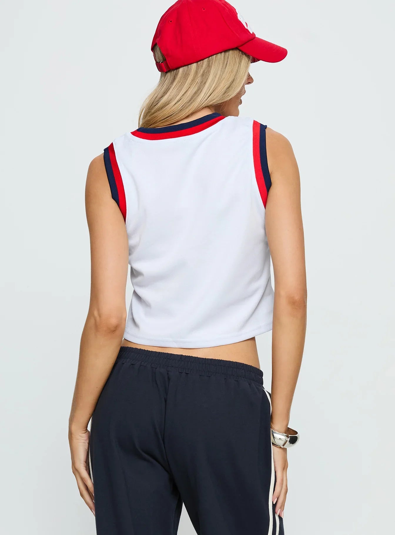 BU Cropped Basketball Jersey Tank White