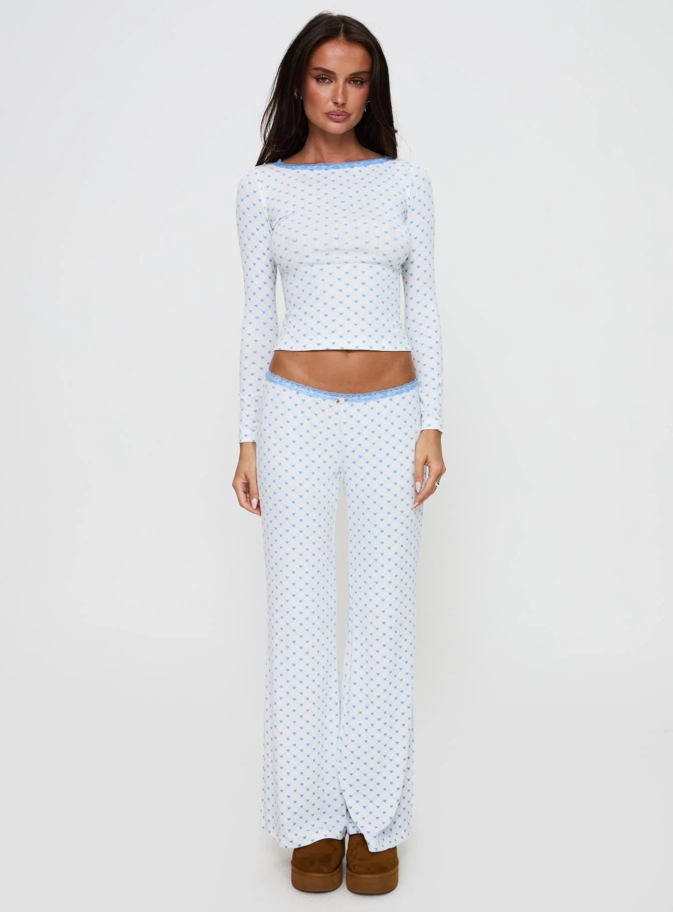 Whimsie Pointelle Sleep Pants Blue White