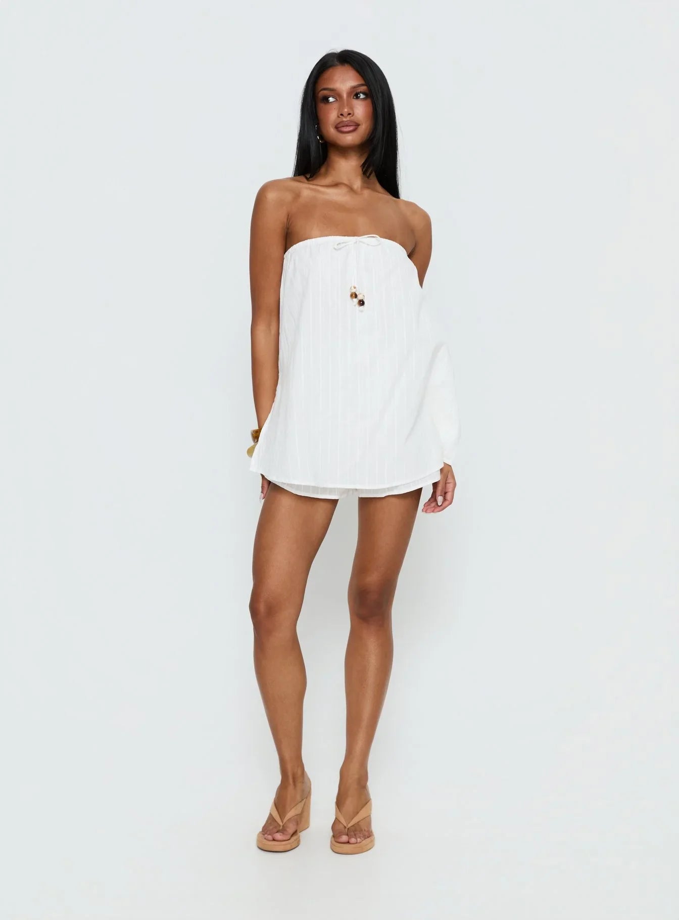 Isafelia Strapless Playsuit Off White