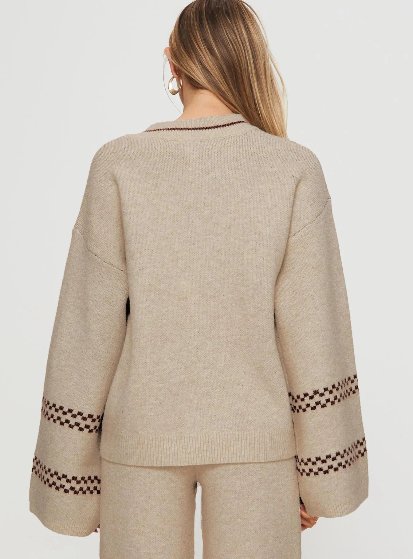 Anok Graphic Sweater Cream Brown