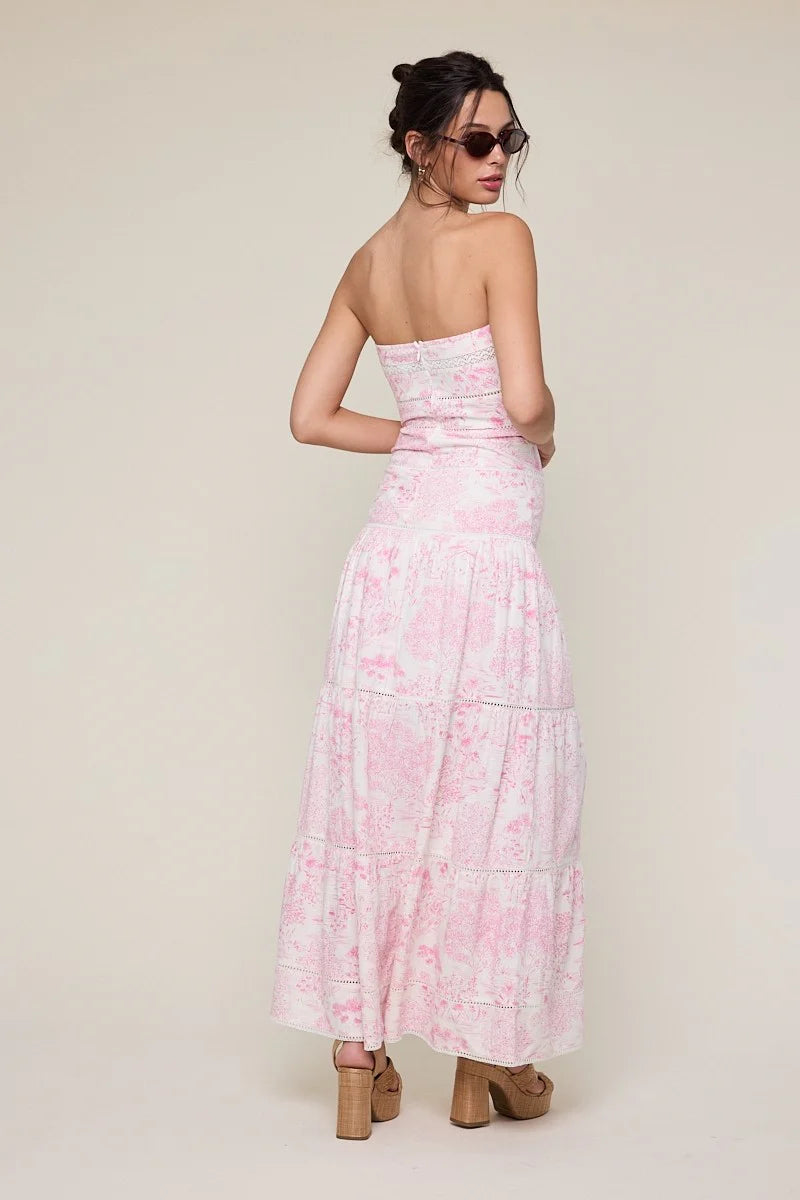 Amalfi White and Pink Floral Maxi Dress