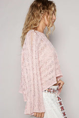 Carmen Pink Oversized Sheer Sweater