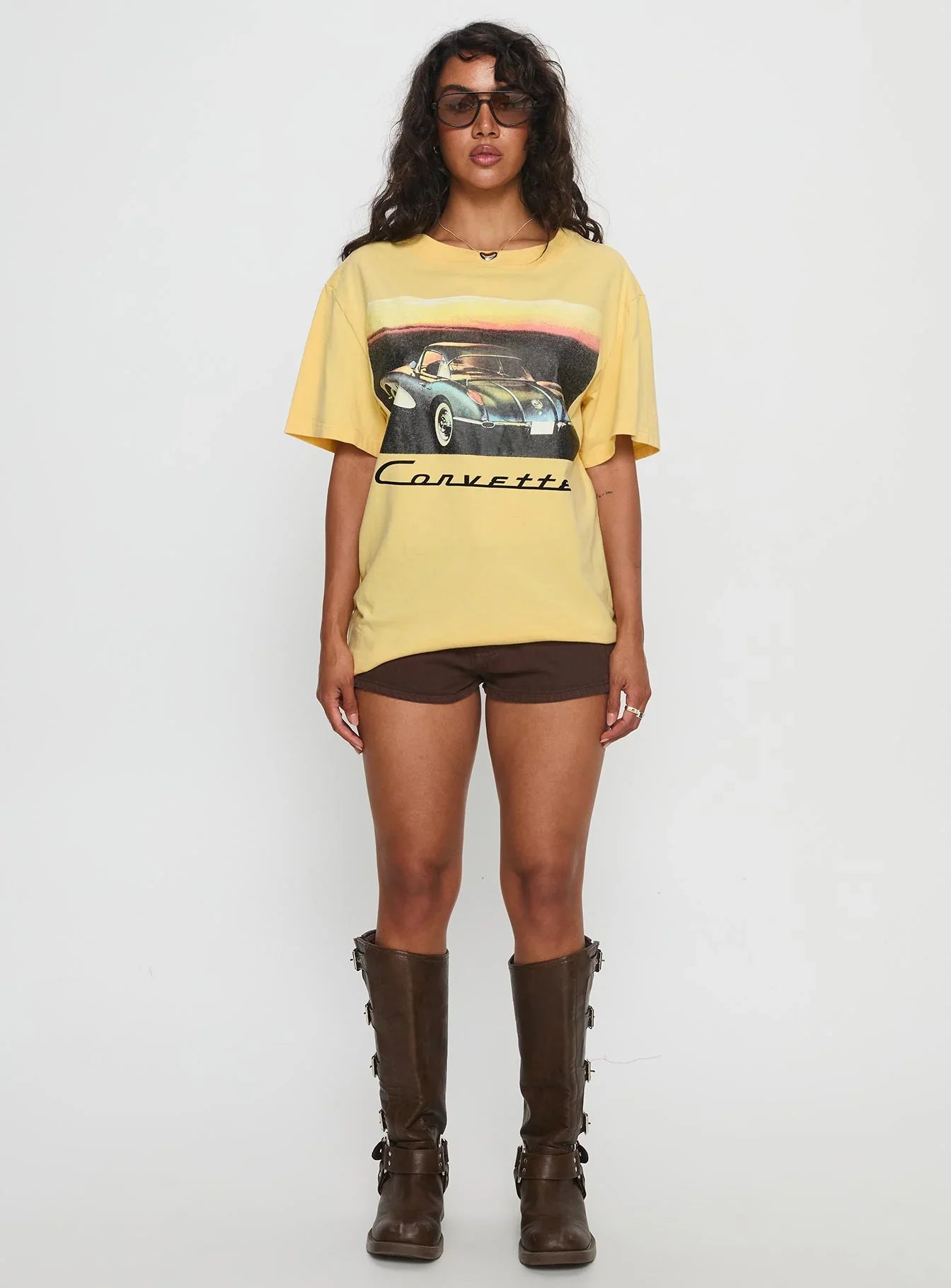 Corvette Legends Oversized Graphic Top Yellow