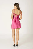 Cyndi Pink Satin Off The Shoulder Mini Dress