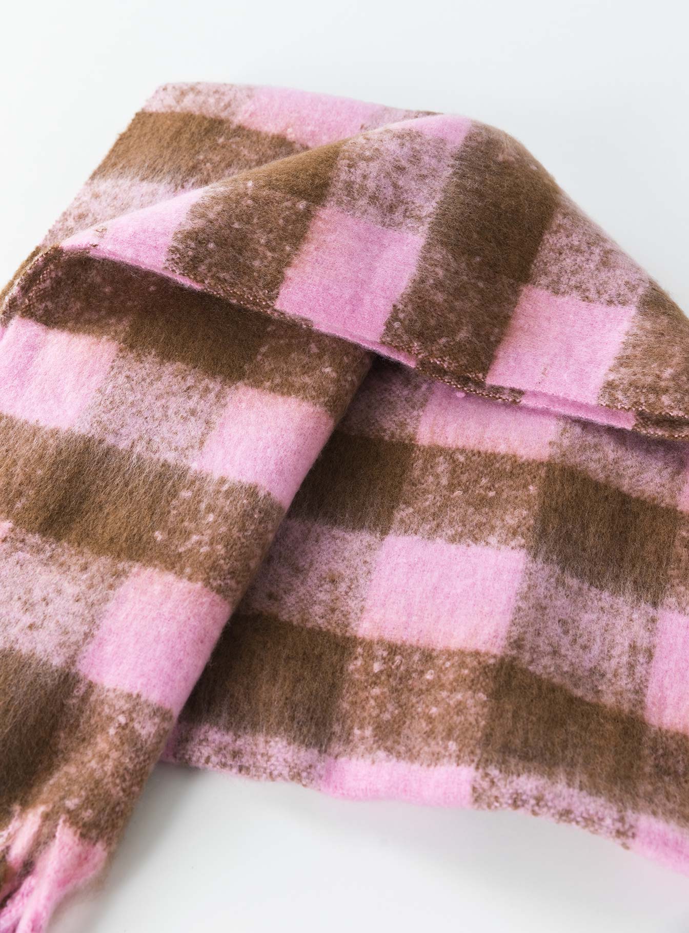 Piero Check Scarf Pink Brown