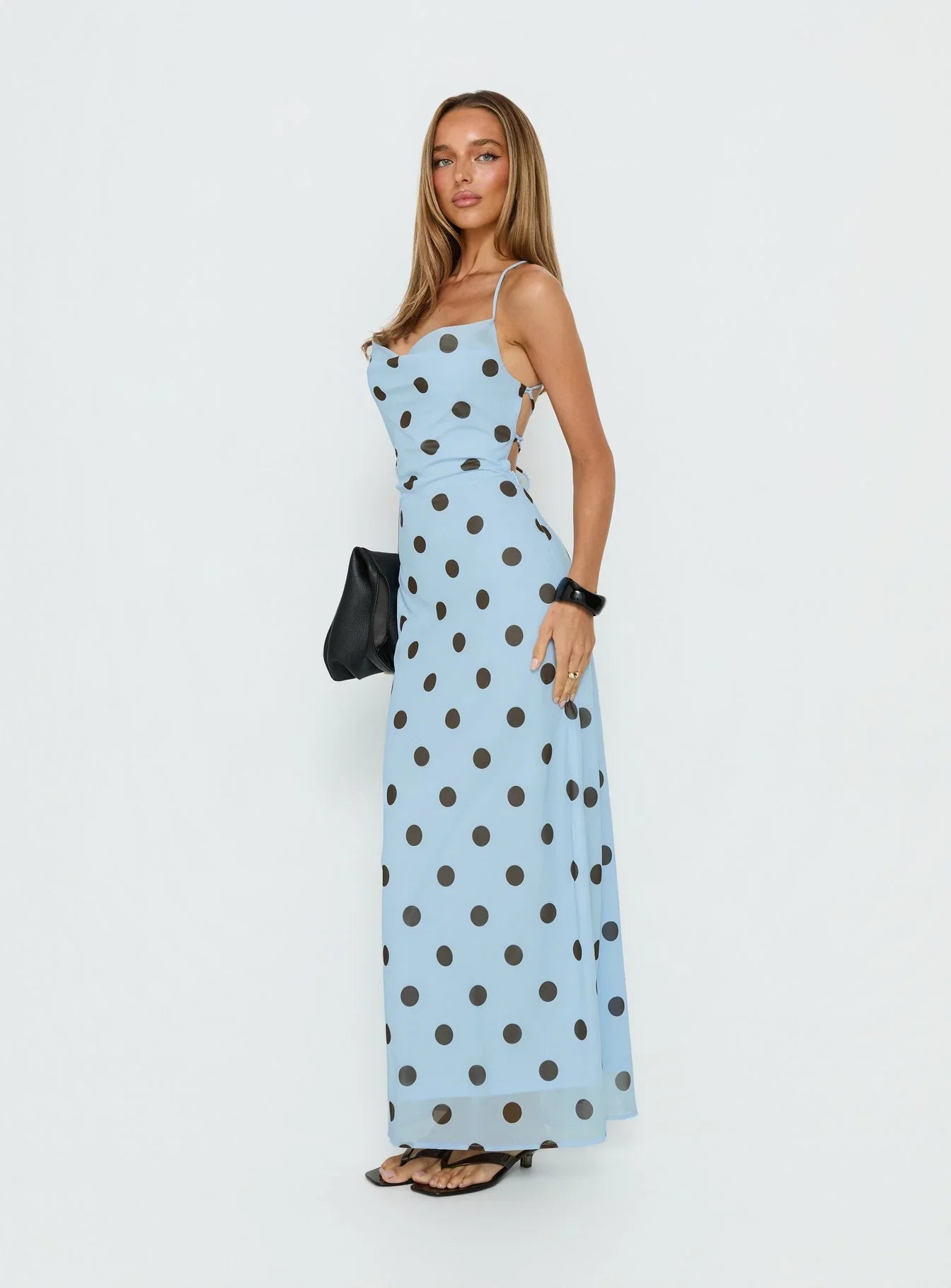 Celena Maxi Dress Blue Polka Dot