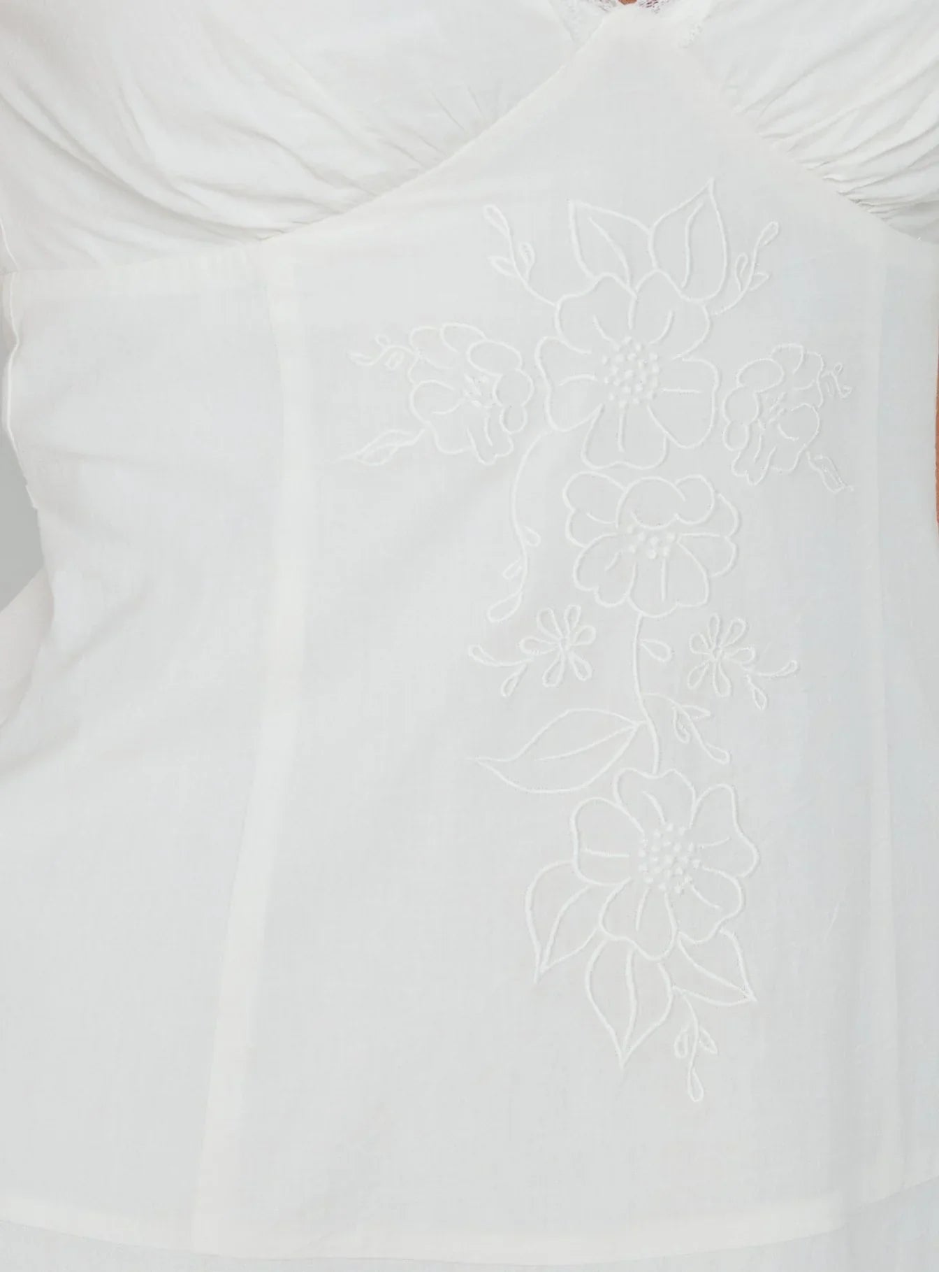 Splashy Lace Trim Mini Dress White