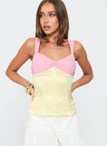 Zariela Contrast Bust Top Pink Yellow