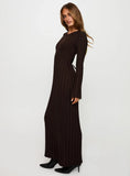 Vespa Long Sleeve Maxi Dress Brown