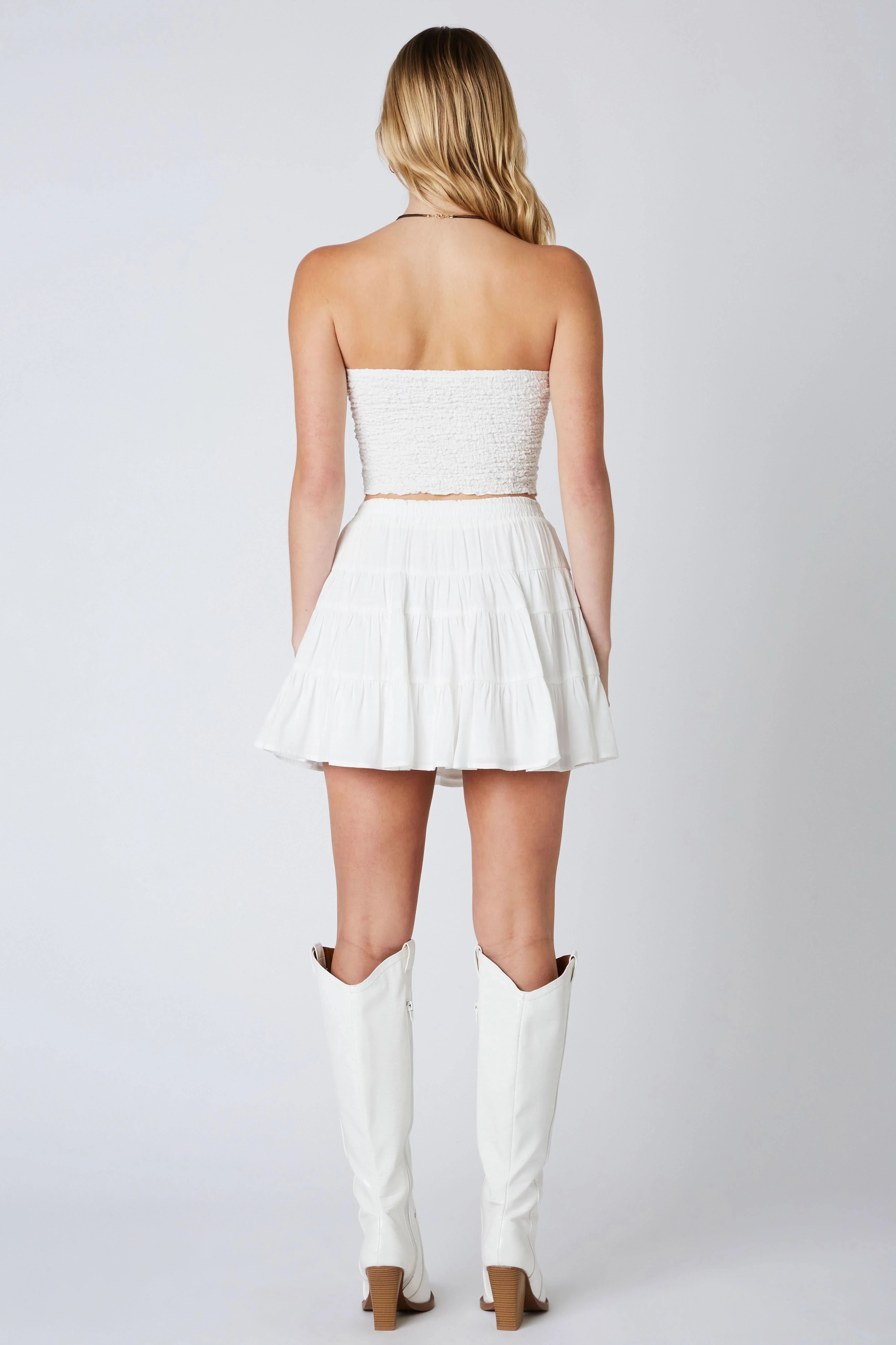 Vanessa White Tiered Mini Skirt
