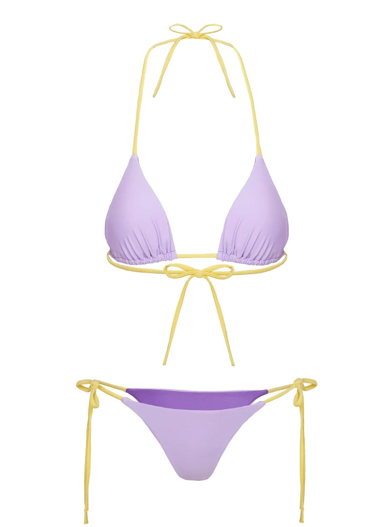 Jenner Triangle Bikini Top Yellow Purple