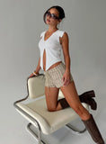 Ronnee Lace Up Shorts Cream Stripe