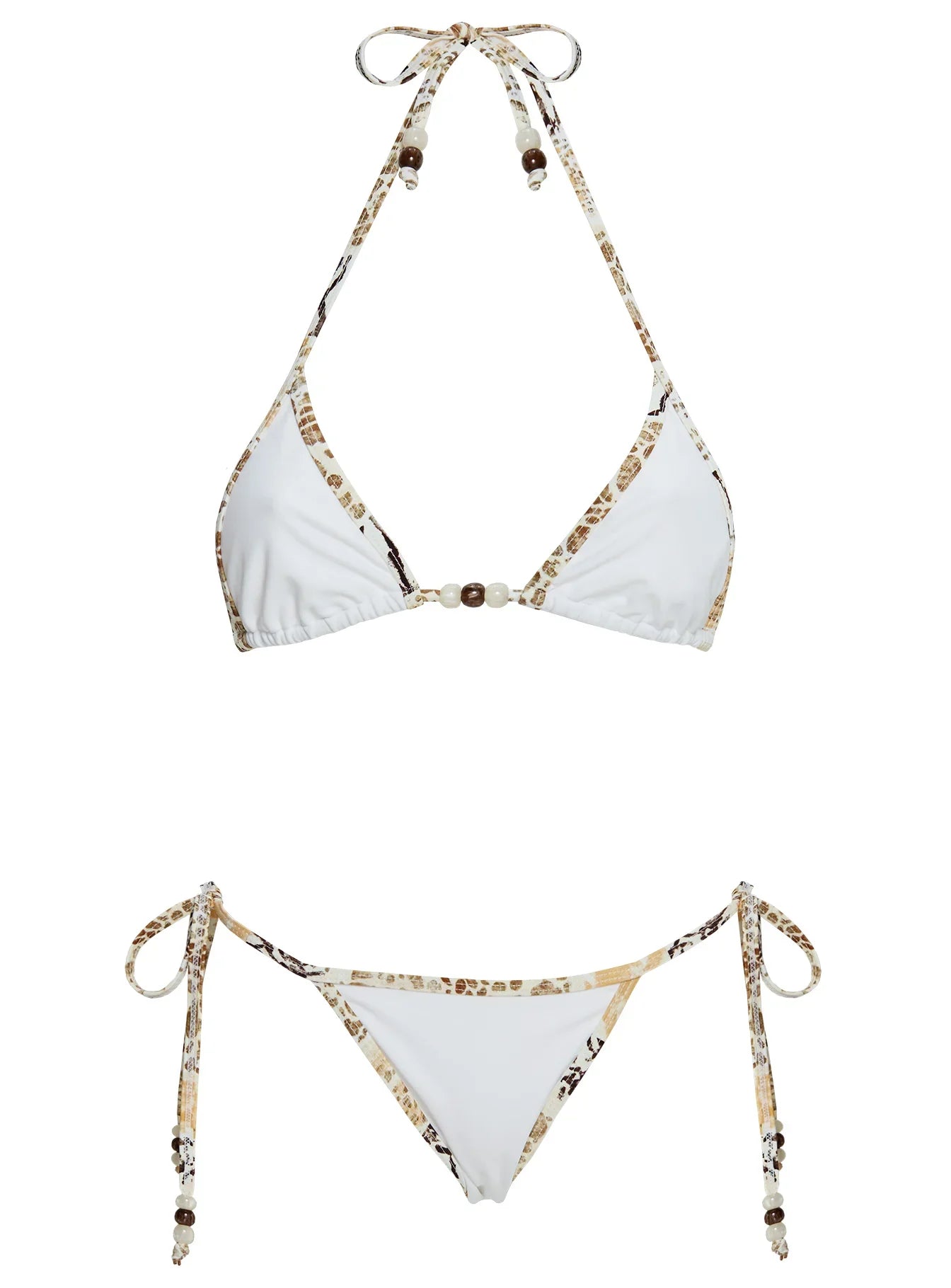 Blaylock Triangle Bikini Top White Animal Multi