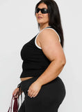 Baseline V Neck Rib Tank Top Black White Curve