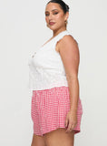 Beach House Shorts Red White Gingham Curve