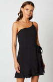 Morgan Black One Shoulder Ruffle Mini Dress