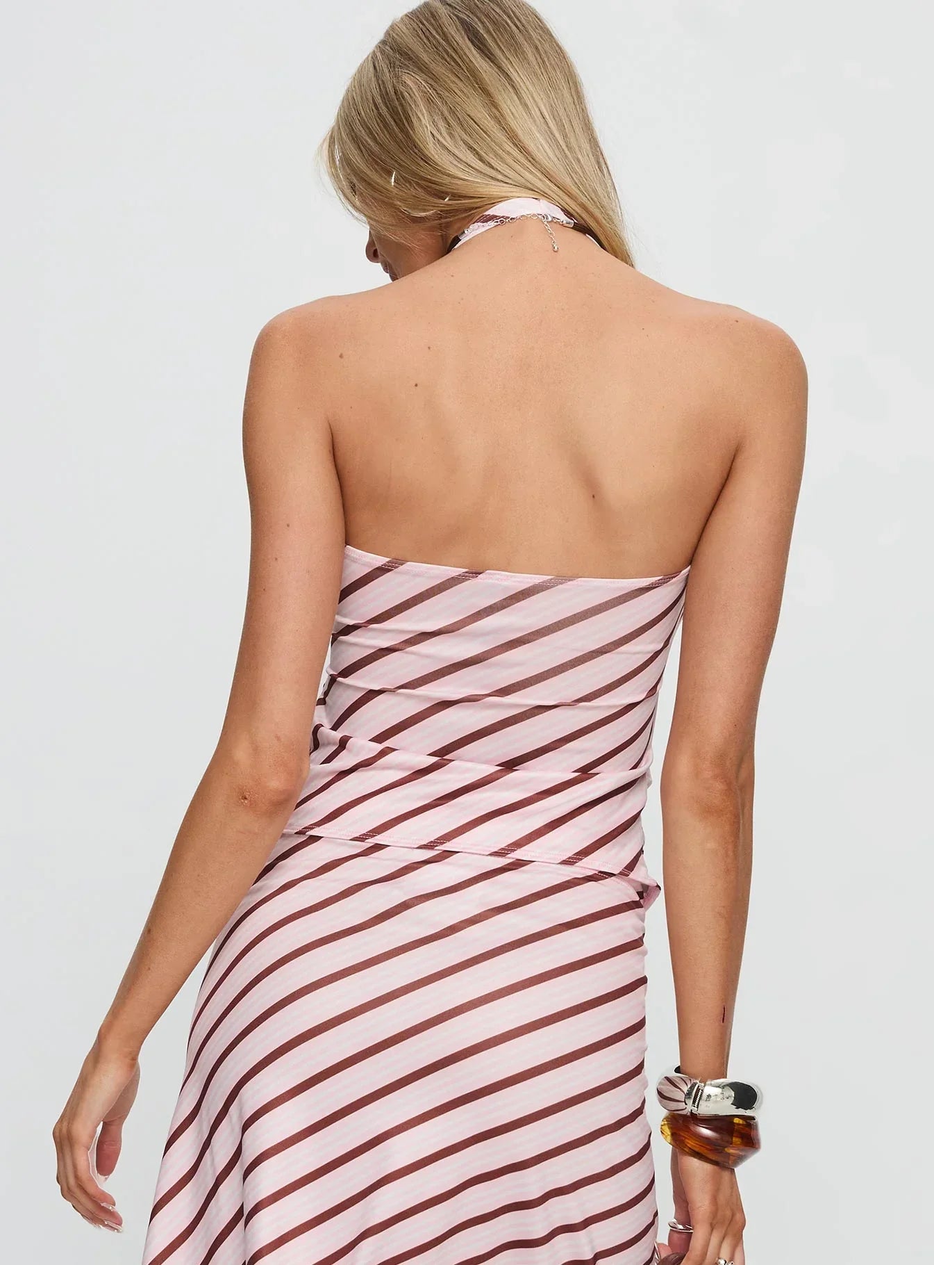 Fayez Top Diagonal Pink Stripe
