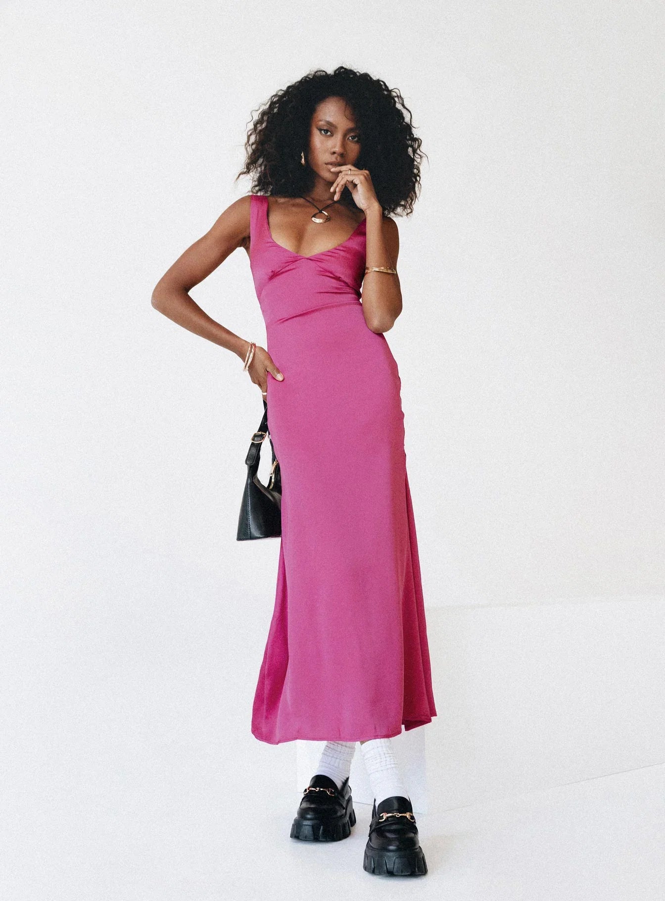 Lynsey Midi Dress Fuchsia