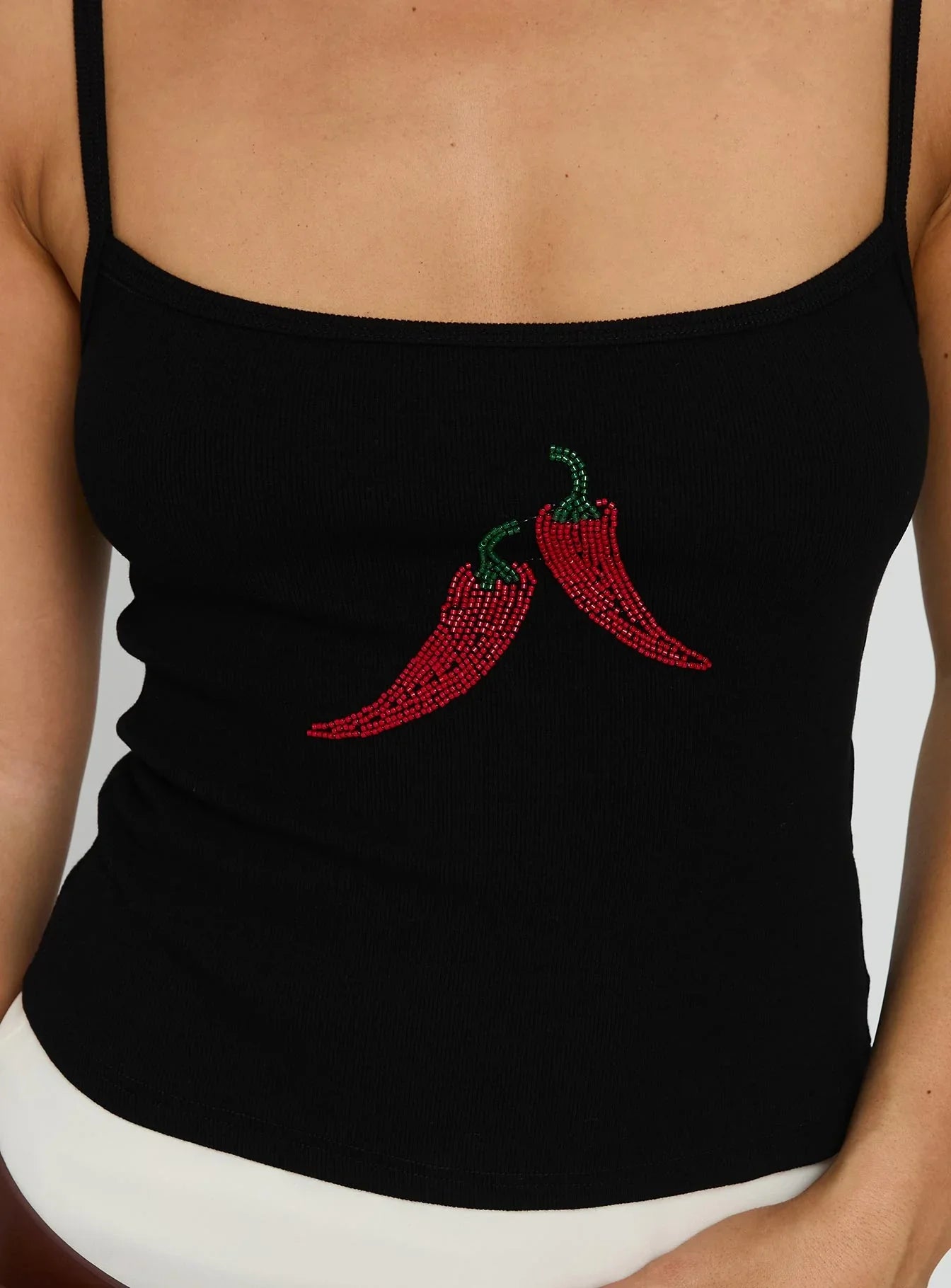 Sweetscape Bead Detail Cami Top Chilli Black
