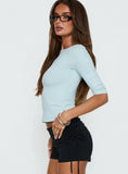 Daily Define Boatneck 3/4 Sleeve Top Icy Blue