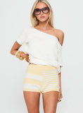 Laffie Knit Micro Short Lemon White Stripe